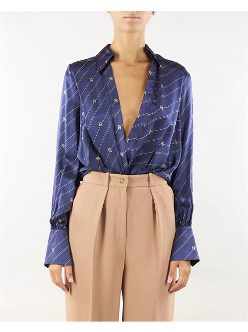 Bodysuit-style printed silk blouse Elisabetta Franchi ELISABETTA FRANCHI | Shirt | CB00146E2CL4